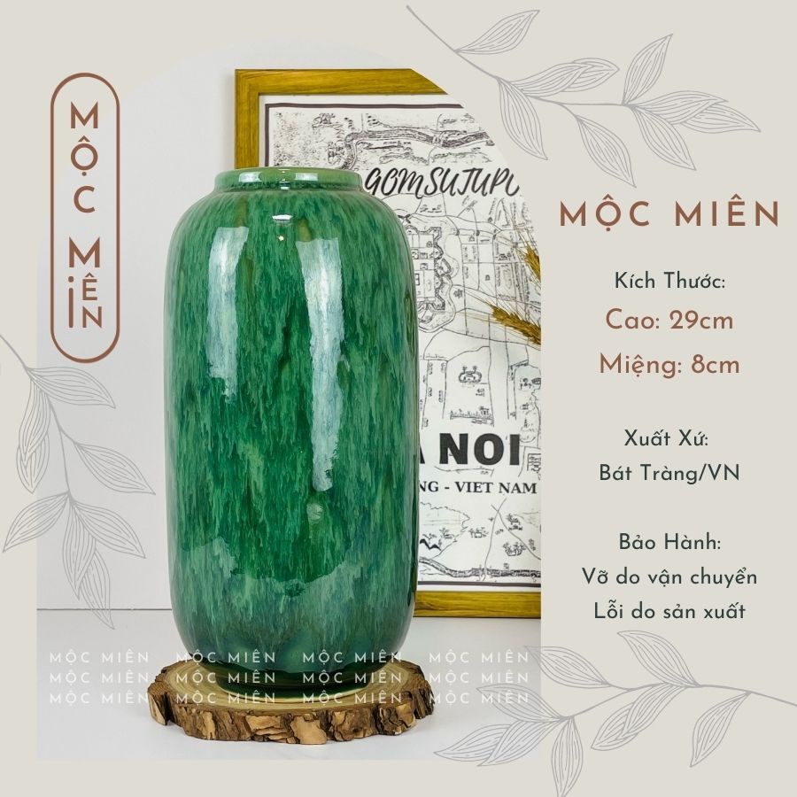Bình hoa gốm sứ men hoả biến Rêu Xước cỡ Lớn lọ hoa decor trang trí nhiều mẫu, Mộc Miên, gốm sứ bát tràng
