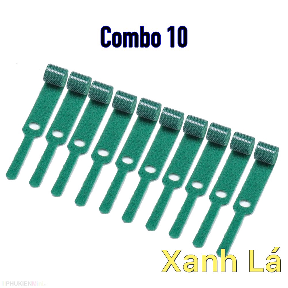 Combo 10 dây cột băng gai dính lưng có lỗ xỏ giữ chống mất, quấn gọn gàng cáp tái sử dụng nhiều lần giá rẻ