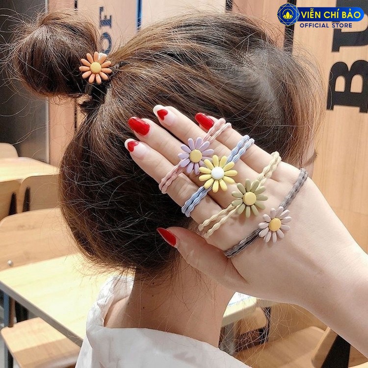 Dây buộc tóc Hoa Cúc nhí xinh xắn handmade Viễn Chí Bảo C500162
