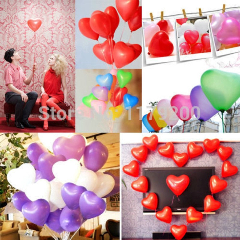 50 Bong Bóng Latex Hình Trái Tim Dùng Trong Trang Trí Tiệc Cưới, Sinh Nhật, Valentine