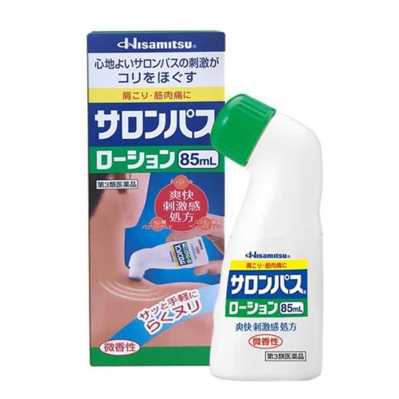 Dầu nóng xoa bóp dạng chai lăn Salonpas Hisamitsu 85ml Nhật Bản Chính Hãng