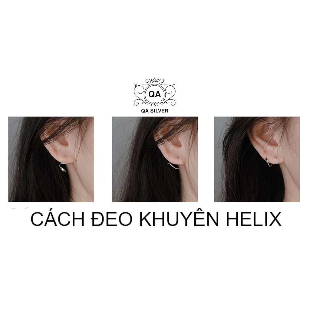 Khuyên tai bạc xoắn bông tai cuộn tròn kẹp vành tối giản S925 HELIX Silver Earrings QA SILVER EA191108
