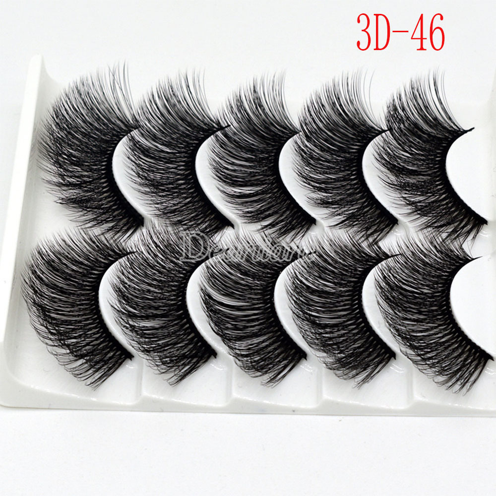 [Hàng mới về] Hộp 5 cặp mi giả 3D thủ công làm từ sợi hóa học trang điểm lộng lẫy