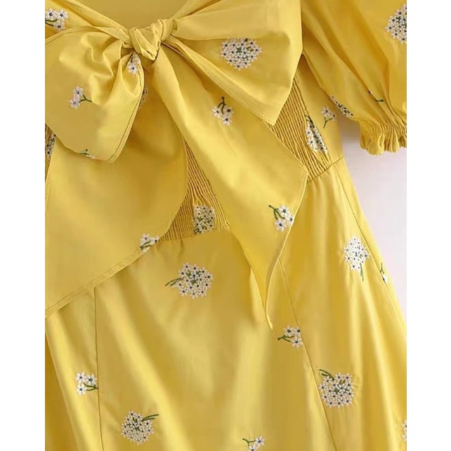 Đầm hoa vàng hàng TQXK