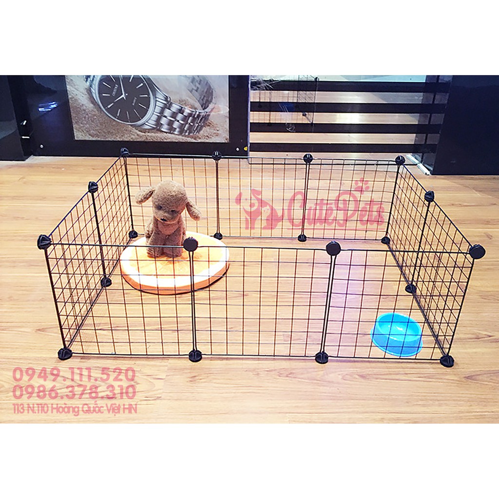 [Tặng 2 chốt] Tấm ghép chuồng kim loại phủ sơn tĩnh điện 35x35cm - CutePets Phụ kiện chó mèo Pet shop Hà Nội