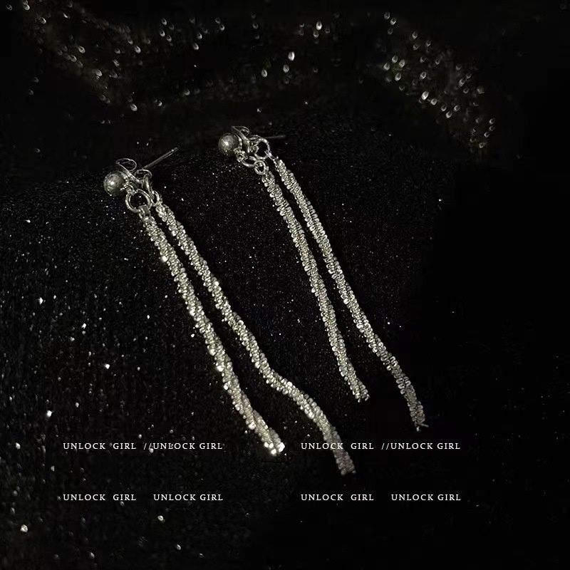 Bông Tai Mạ Bạc 925 Dáng Dài Tua Rua 2022