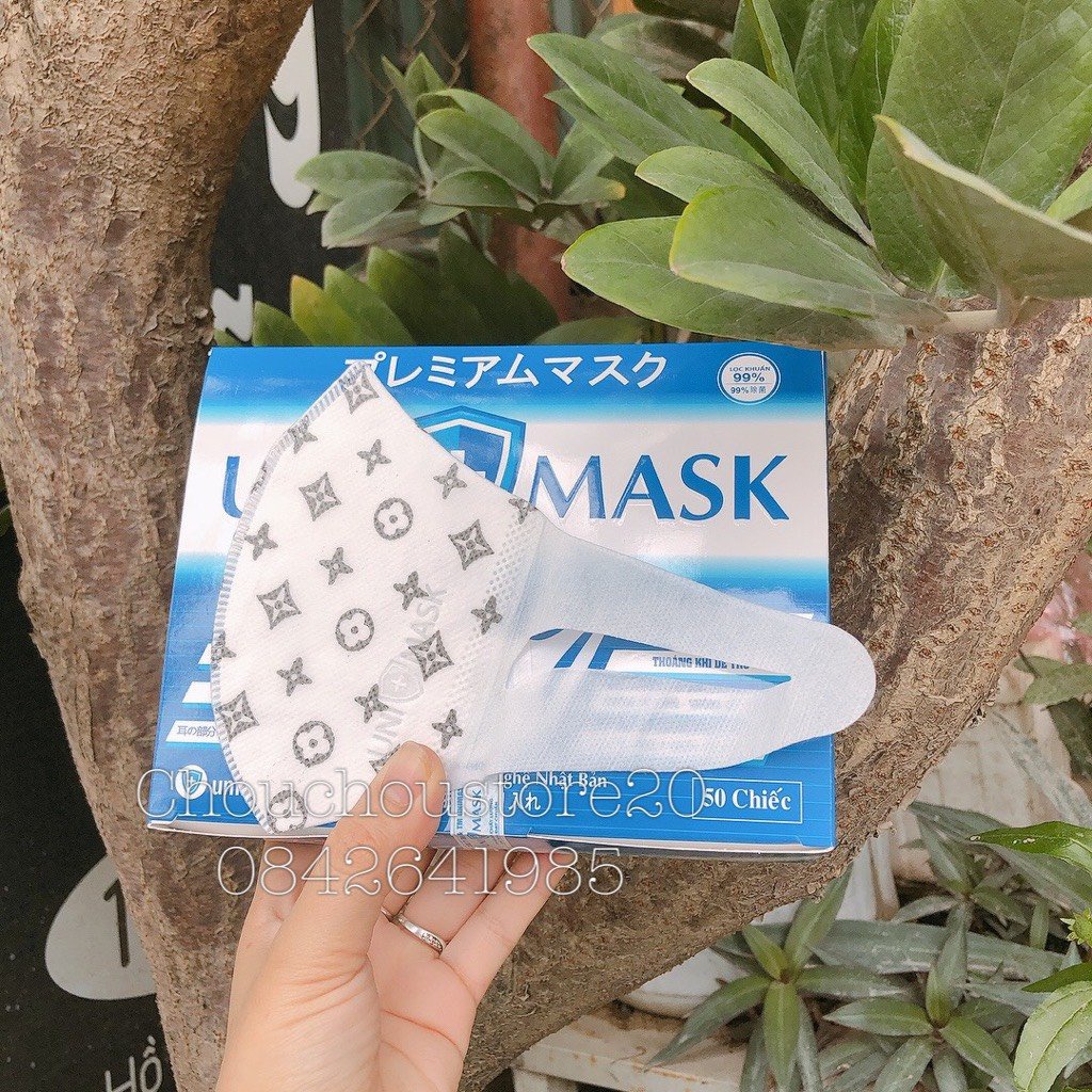 [HÀNG CÓ SẴN] Hộp 50 Chiếc Khẩu Trang 3D Kháng Khuẩn UNI MASK Họa Tiết LV Co Dãn 4 Chiều Rộng Rãi Thoáng Khí
