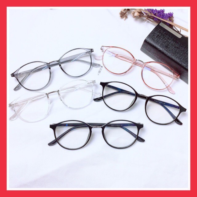 [Gía siêu rẻ] Gọng kính cận tròn bé 2168 đã đeo là XINH -Nhận Cắt Mắt-Tặng kèm hộp+khăn+Chai nước lau kính
