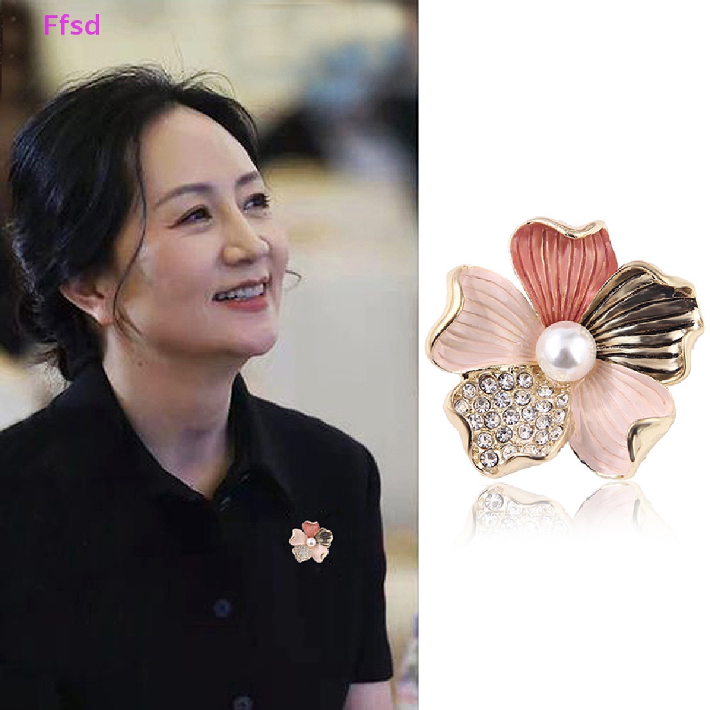 {Ffsd} Ghim Cài Áo Hình Hoa Đính Đá Pha Lê / Ngọc Trai Thời Trang Chống Lộ Hàng Dành Cho Bạn Nữ * Giảm Giá