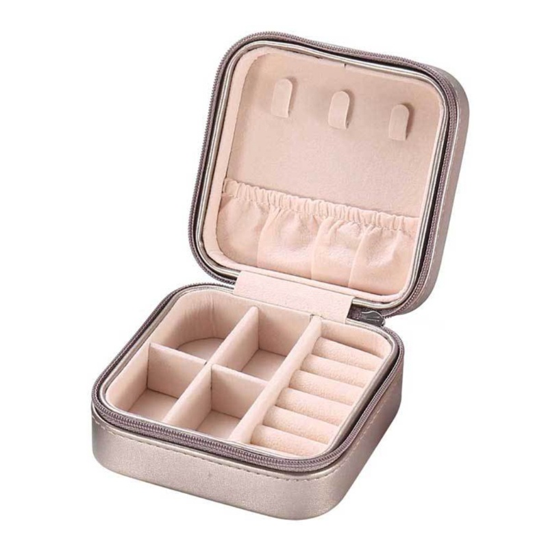 Flgo Hộp Đựng Trang Sức Bằng Da Có Khóa Kéo Tiện Dụng