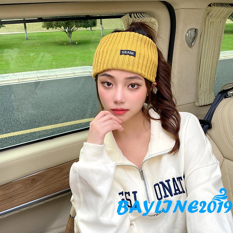 Băng đô dệt kim co giãn màu trơn in chữ xinh xắn