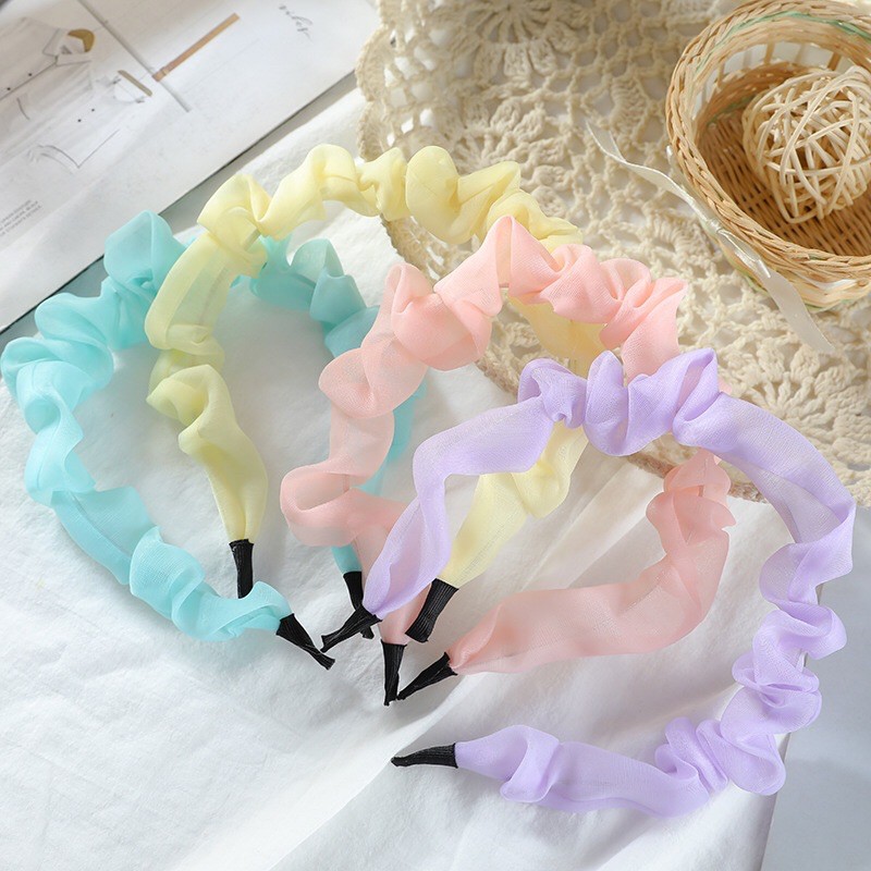 Cài tóc bờm tóc băng đô headband scrunchies trơn màu - tiemcuaan