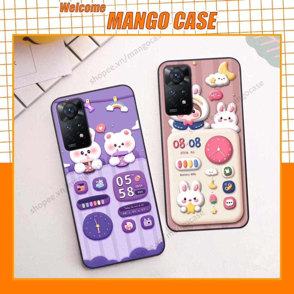 Ốp lưng Xiaomi Redmi Note 11 4G / Note 11S / Note 11 Pro 5G hình gấu, thỏ, đồng hồ cute dễ thương