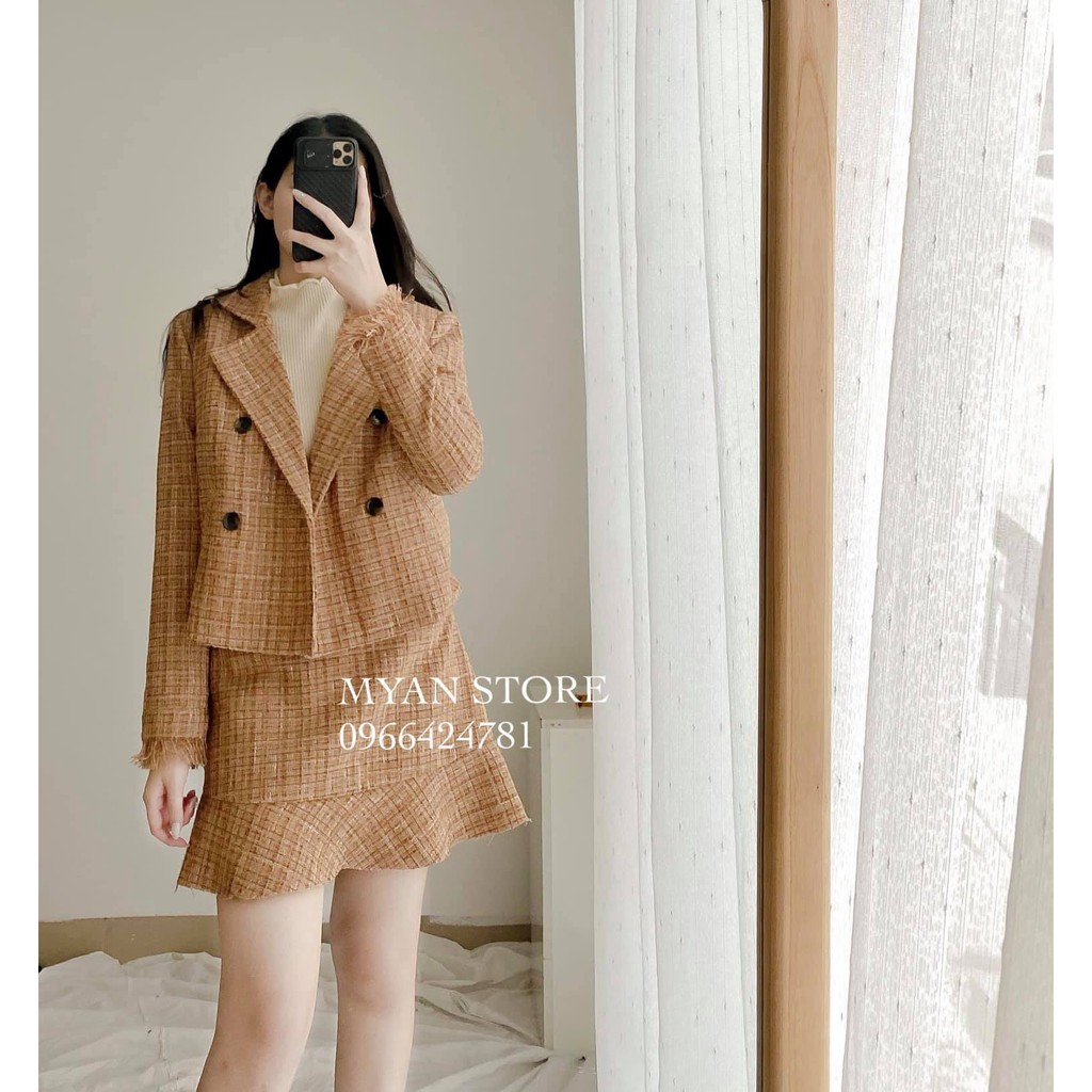 Set áo blazer+chân váy tua gấu SVN012101