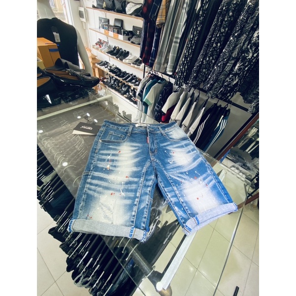 Quần short bò thời trang, Quần ngố nam hoạ tiết btshop từ 43 đến 70 kg