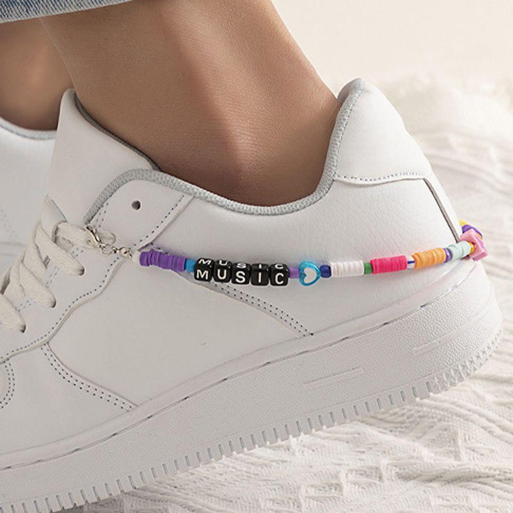 Lắc Chân VANES1 Bằng Sứ Mềm Mại Nhiều Màu Sắc Họa Tiết Chữ Thời Trang Cho Nữ