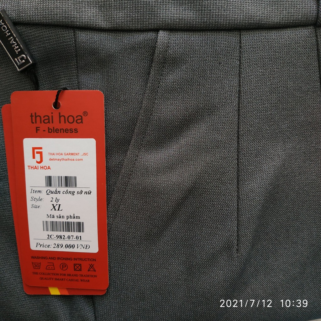 Quần tây Thái Hoà 9 tấc lưng cao 2 ly chìm 2C-982-07 màu xám và 2C-982-17  màu đen