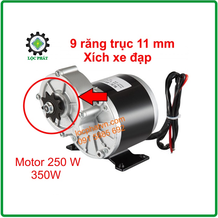 Nhông 9 răng động cơ giảm tốc 250w 350w vừa xích xe đạp 9RT11-1x
