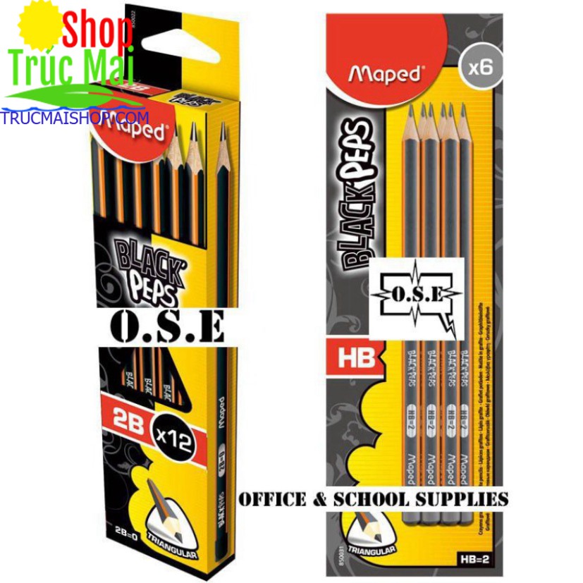 bút chì hb2 Maped chính hãng gỗ tự nhiên than hoạt tính