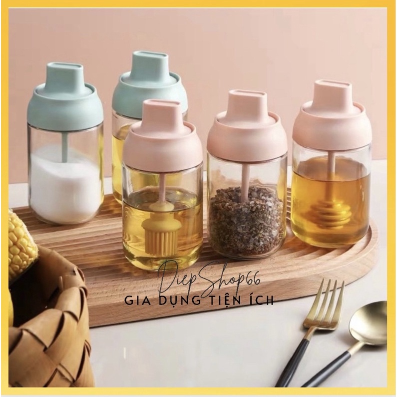 Lọ đựng gia vị -thuỷ tinh 250ml màu mới siêu xinh QC507