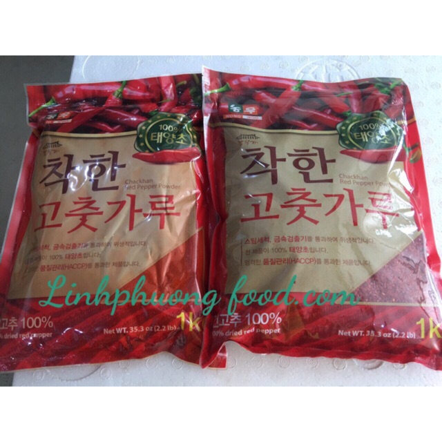 Ớt Bột Hàn Quốc Loại Vẩy Và Mịn 1kg và 500g