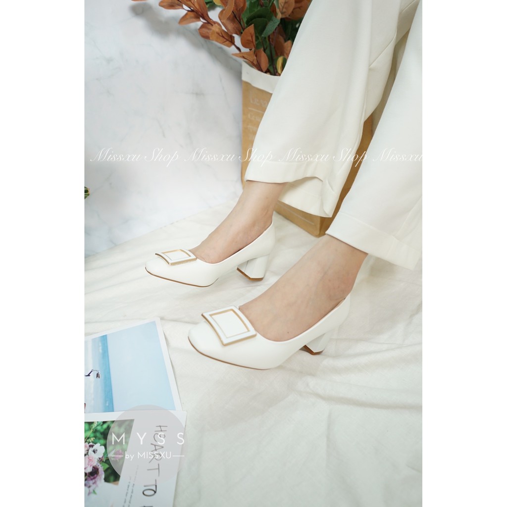Giày nữ mũi vuông gót trụ 5cm cài khoen thời trang MYSS- CG174
