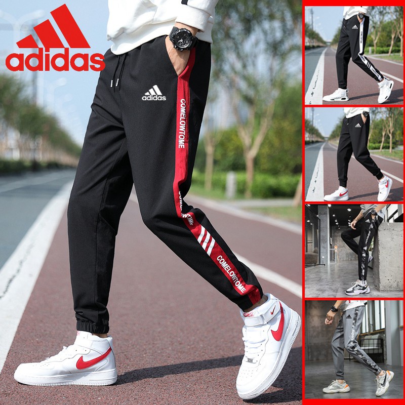 Adidas Quần jogger nam nữ ống rộng bo thun cỡ lớn thời trang năng động