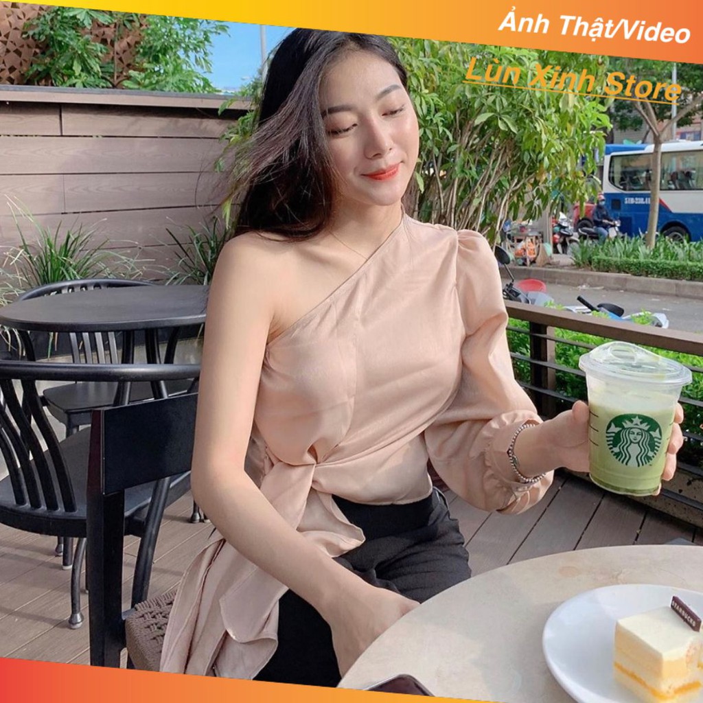 [ẢNH THẬT] Áo Lêch Vai Satin Lụa