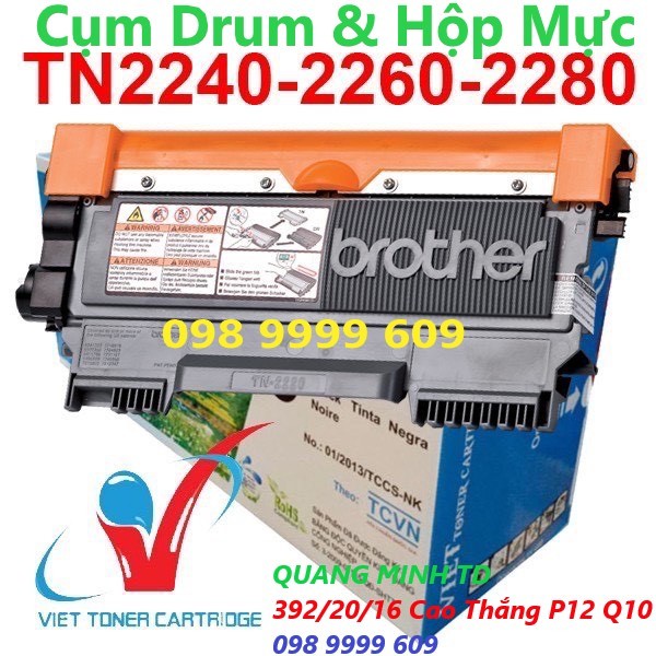 Hộp mực &amp; Cụm Drum Brother TN-2240/2260/2280 - HL-2130,2220,2230,2240D,2280... [Full box]