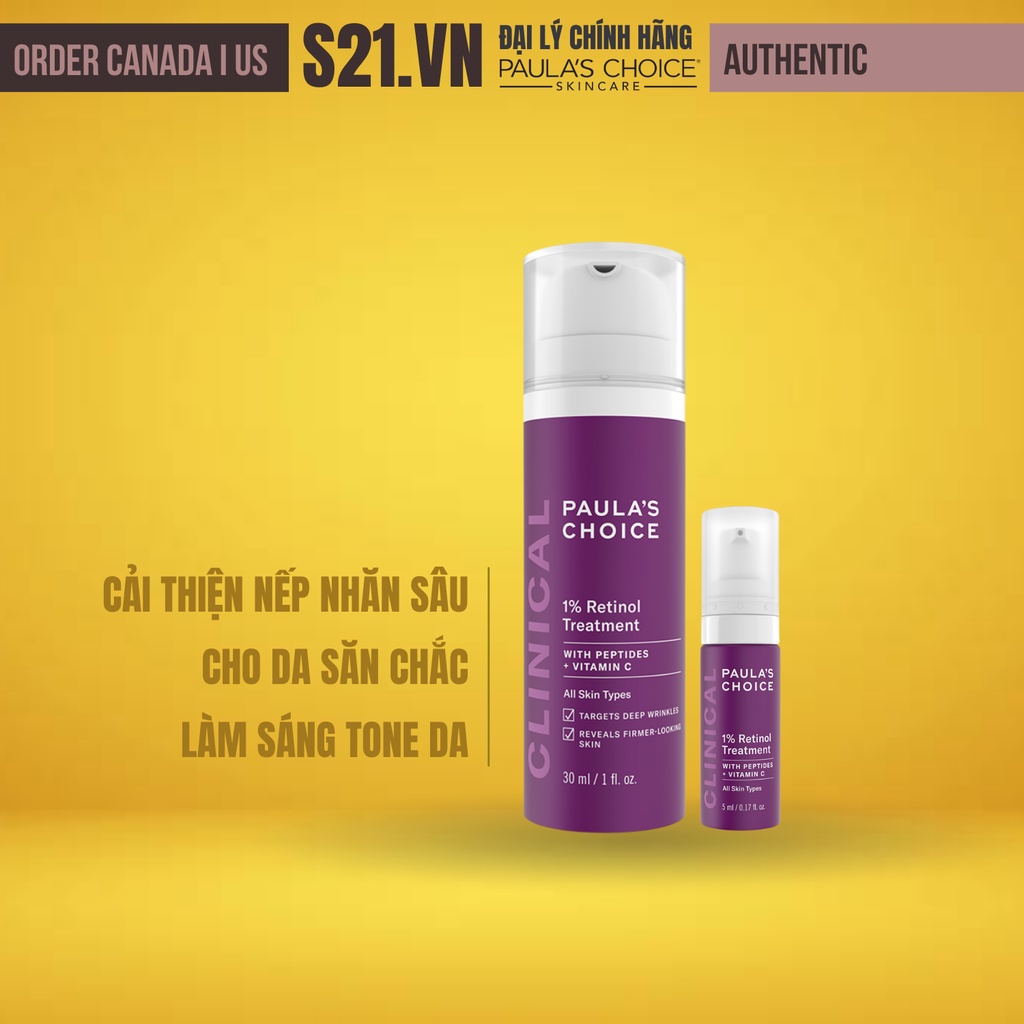 [Hạn T12/23] Tinh Chất Ngừa Thâm Nám &amp; Nếp Nhăn Paula's Choice 1% Retinol Treatment With Peptides + Vitamin C