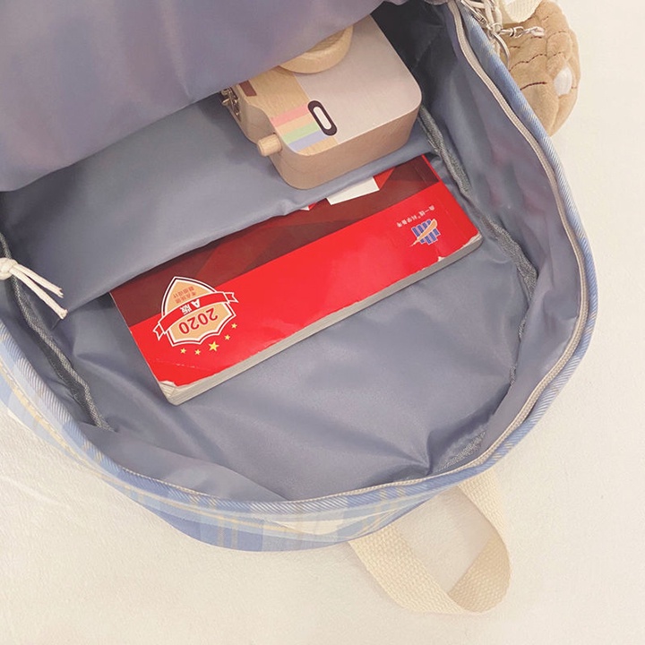 Balo học sinh nữ vải mềm chống thấm nươc size 41cm tặng kèm gim cài và gấu bông BALO-542
