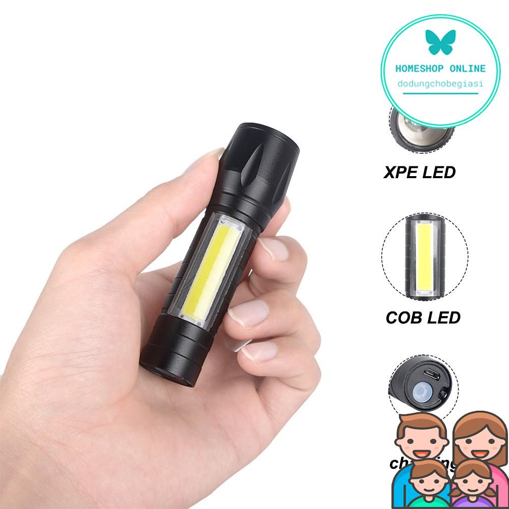 Đèn pin mini siêu sáng 3 chế độ sáng full box có zoom chống nước ❤️ Đèn Pin Mini Siêu Sáng Police Cao Cấp