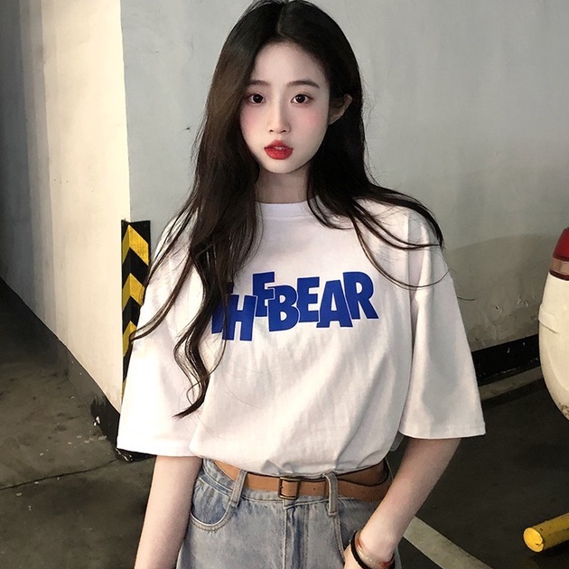 Áo thun ZHELIHANGFEI tay ngắn in chữ thiết kế dáng rộng thoải mái tùy chọn màu sắc