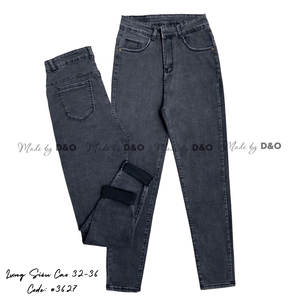 [Bigsize 58-90kg ] Quần Dài Jeans Nữ Đen/ Xám, Lưng Cao Trên Rốn, Co Giãn Mạnh