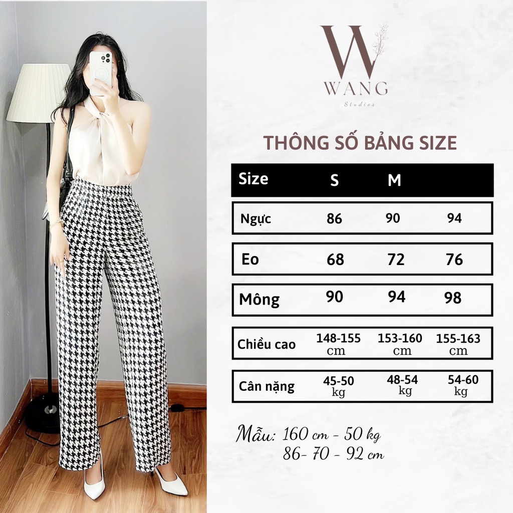 Quần nữ hoạ tiết thiết kế trên nền vải lụa cao cấp siêu mát siêu bay dáng quần Wang WS025