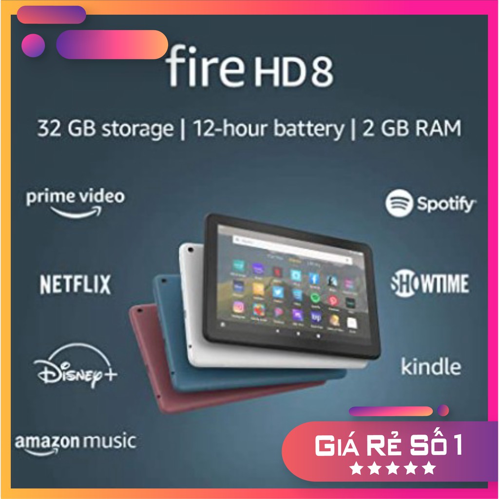 Máy tính bảng Kindle Fire HD 8/HD 8 Plus 10th 2020 màn hình 8 inch sắc nét, RAM 2GB, dung lượng 32GB – New 100%