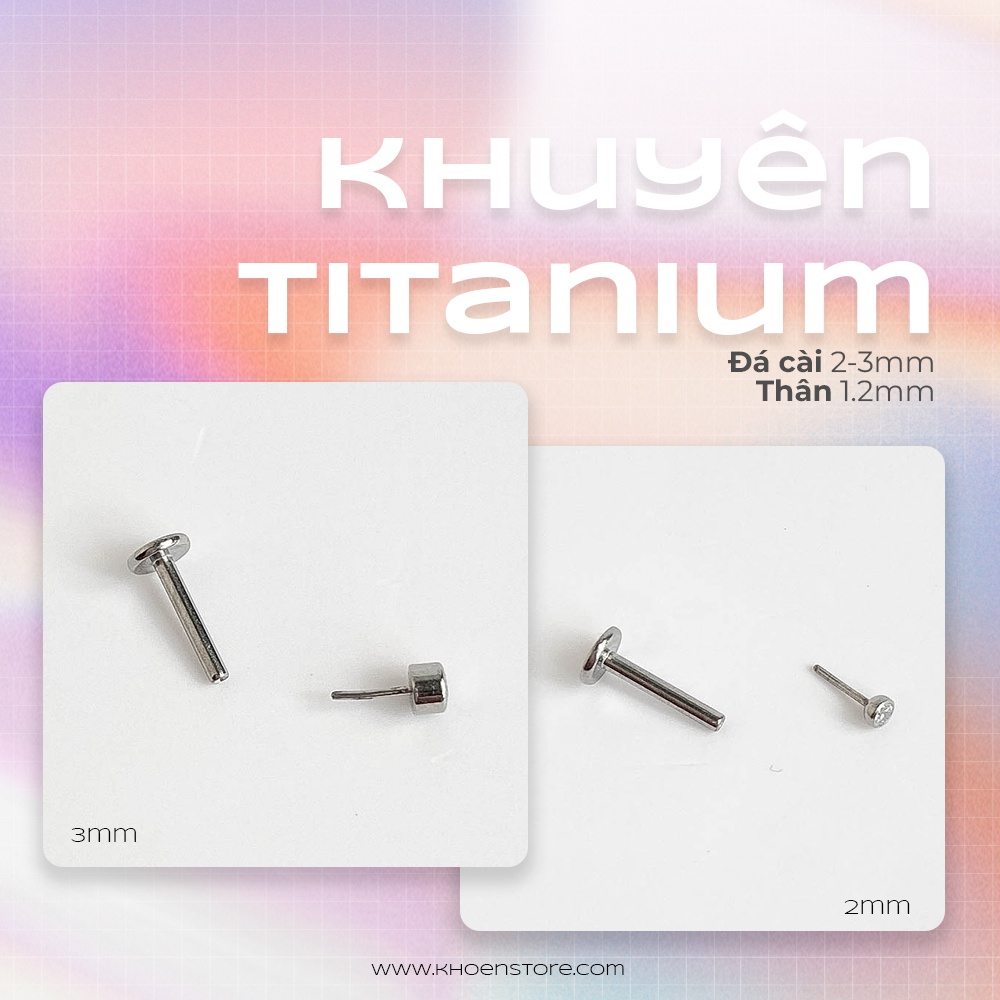 Khuyên đá cài thân 1.2mm - Titanium G23- Khoen Store