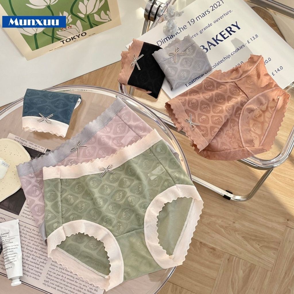 Quần lót ren cao cấp cạp cao tôn eo thon gọn, ren hoa gấm phối viền Su siêu mềm mại – MUNXUU QC65