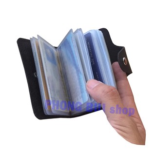 Ví Thẻ Nhỏ Nhắn Nhiều Khe Đựng Thẻ Chất Da Xước Thời Trang