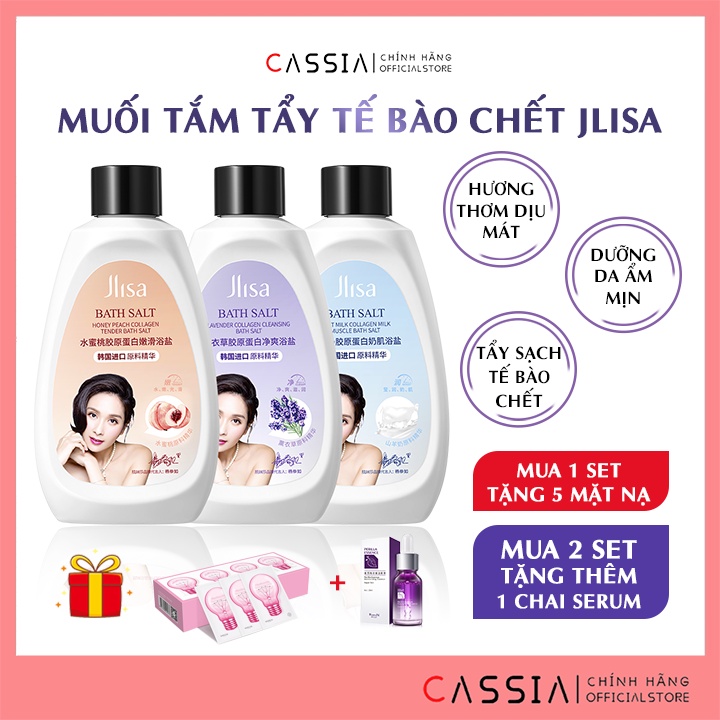 Muối tẩy tế bào chết body chiết xuất sữa dê hoa lavender, Tẩy da chết toàn thân dưỡng da làm trắng mờ thâm sạm JLISA