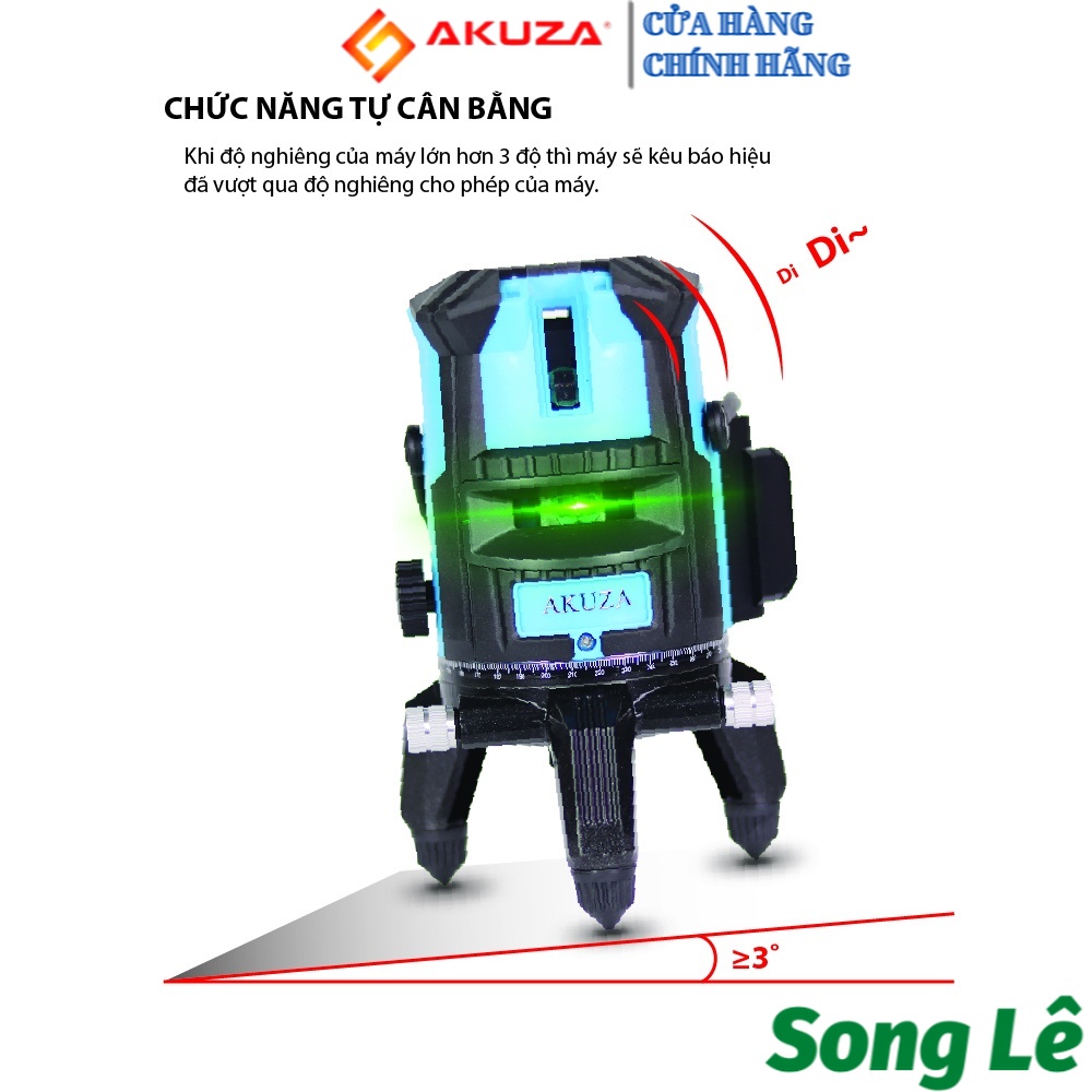 [HCM] Máy cân bằng Laser 5 tia xanh AKUZA - Chính Hãng (Phím CẢM ỨNG) FULL PHỤ KIỆN