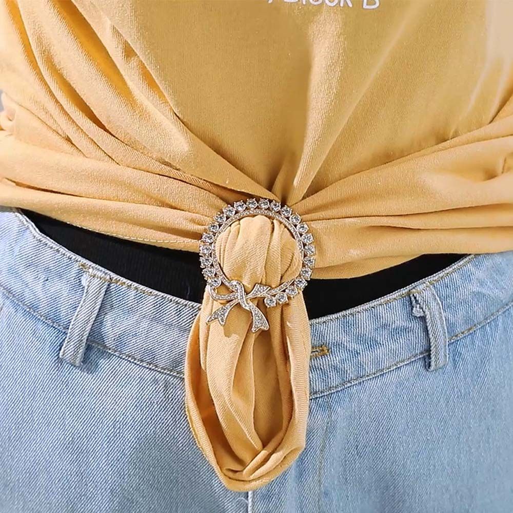 Kẹp giữ khăn choàng ba vòng tròn / vuông đính ngọc trai giả sang trọng cho nữ