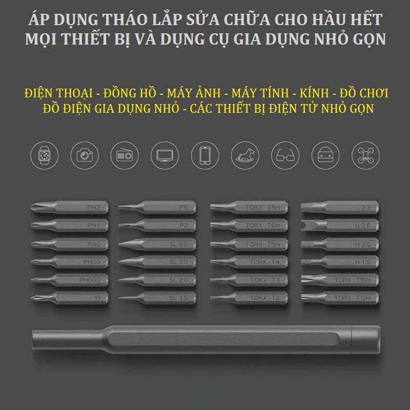 [Giá hủy diệt] Bộ tua vít đa năng mini 24 đầu chất liệu thép từ tính cao cấp sửa chữa máy móc, điện tử cỡ nhỏ