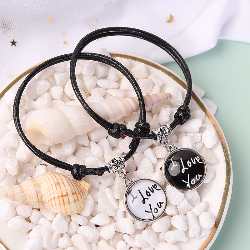 Vòng tay đôi Bella925 lắc tay i love u phong cách Hàn Quốc