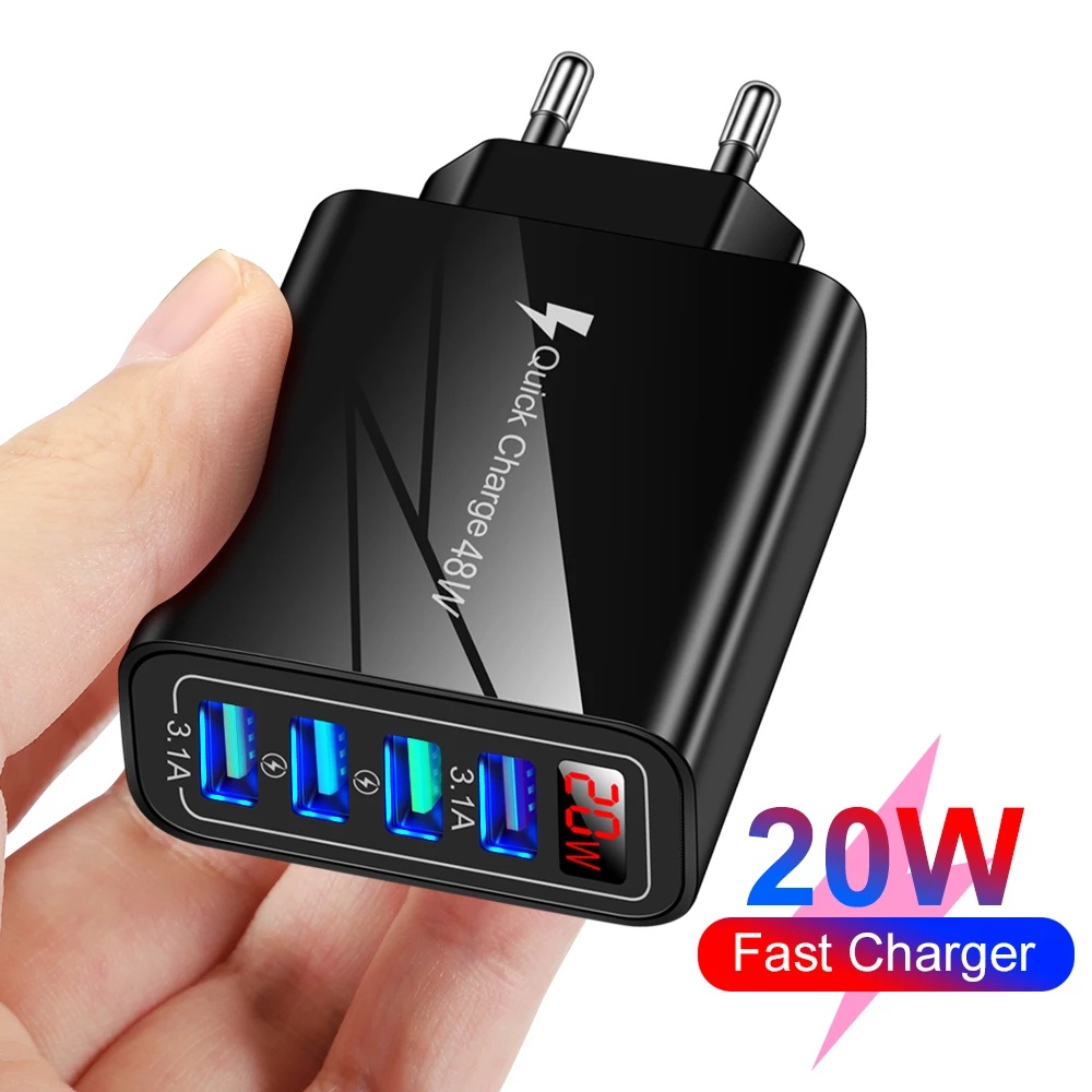 Củ sạc nhanh 20W 4 cổng USB có màn hình LED 3.1 cho điện thoại