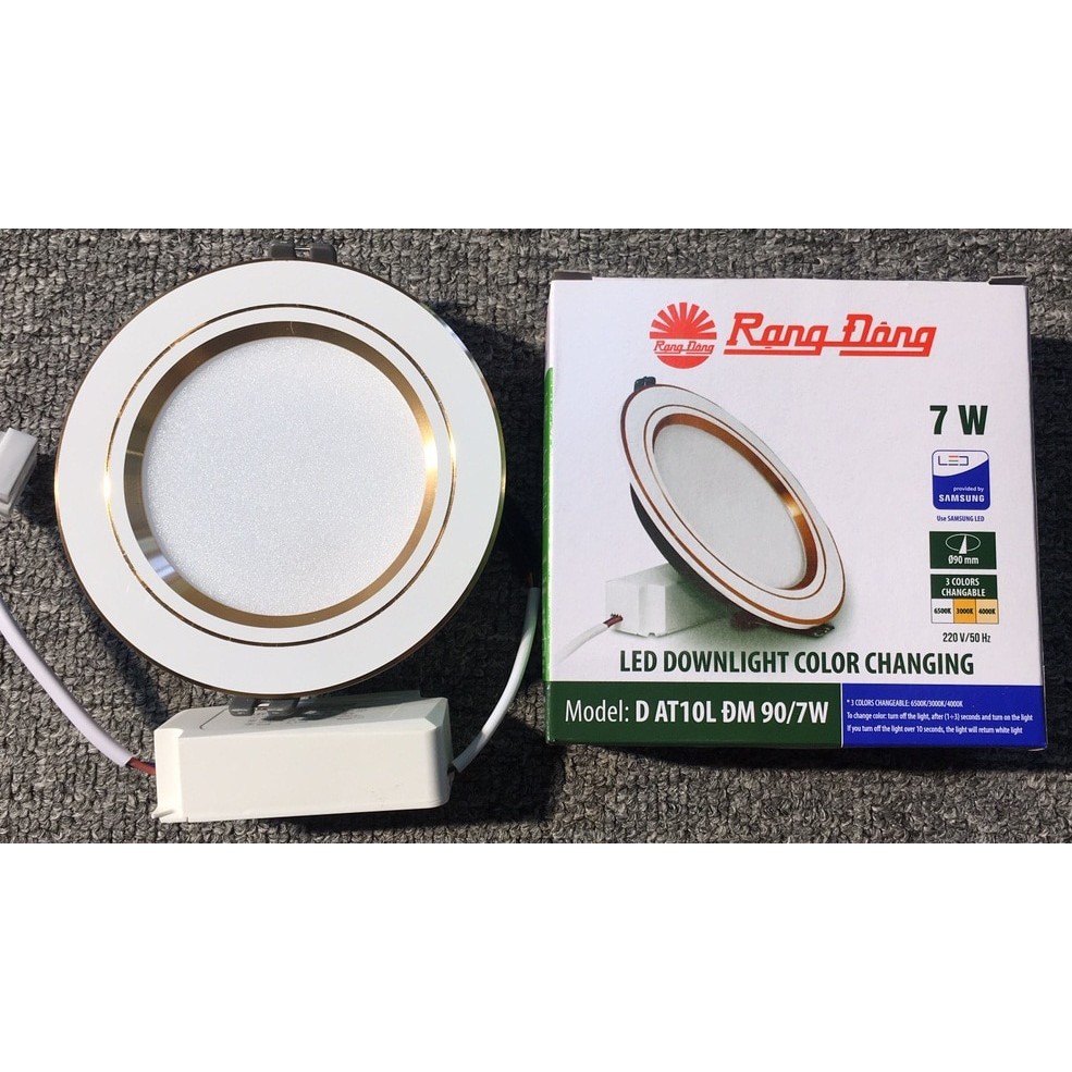 Đèn LED Âm trần Downlight Đổi màu 3 chế độ viền vàng Rạng Đông 7W - 9W - 12W DAT10L ĐM