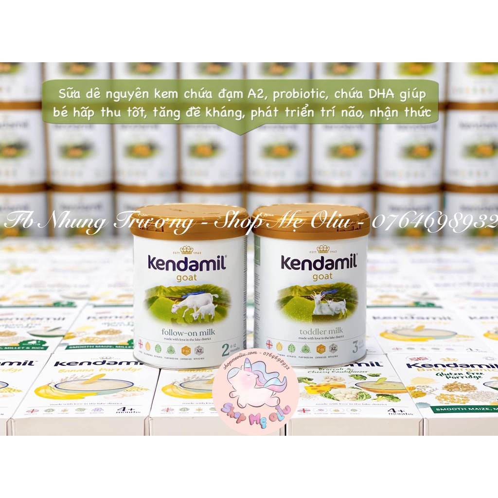[Mẫu Mới] Sữa Kendamil Dê đạm A2 Số 1, 2 ,3 - Hộp 800g