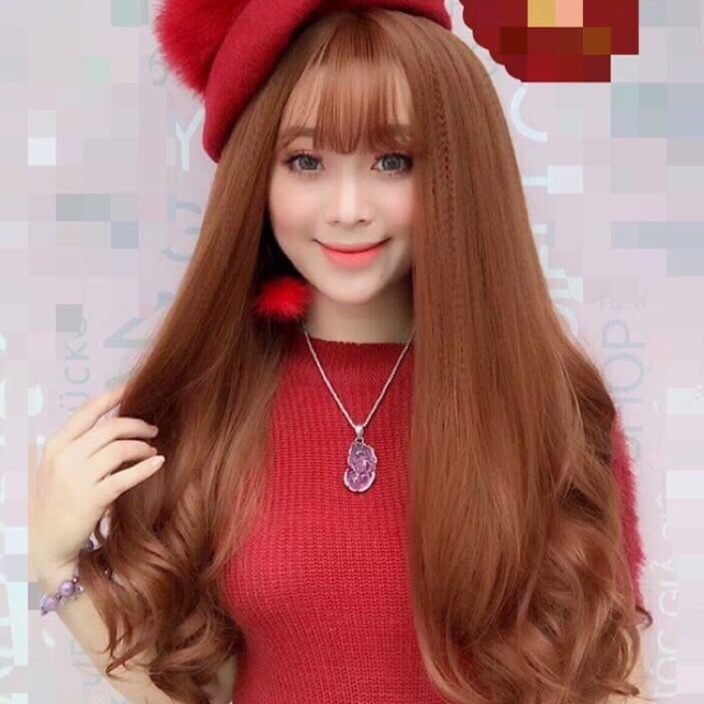 Tóc giả nữ nguyên đầu xoăn đuôi đẹp, c8136