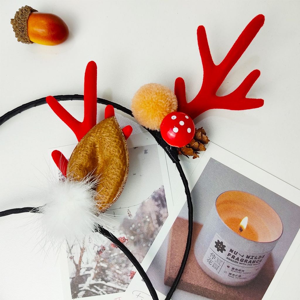 Băng đô cài tóc BƠ STORE bờm noel hình sừng tuần lộc nhiều mẫu dễ thương