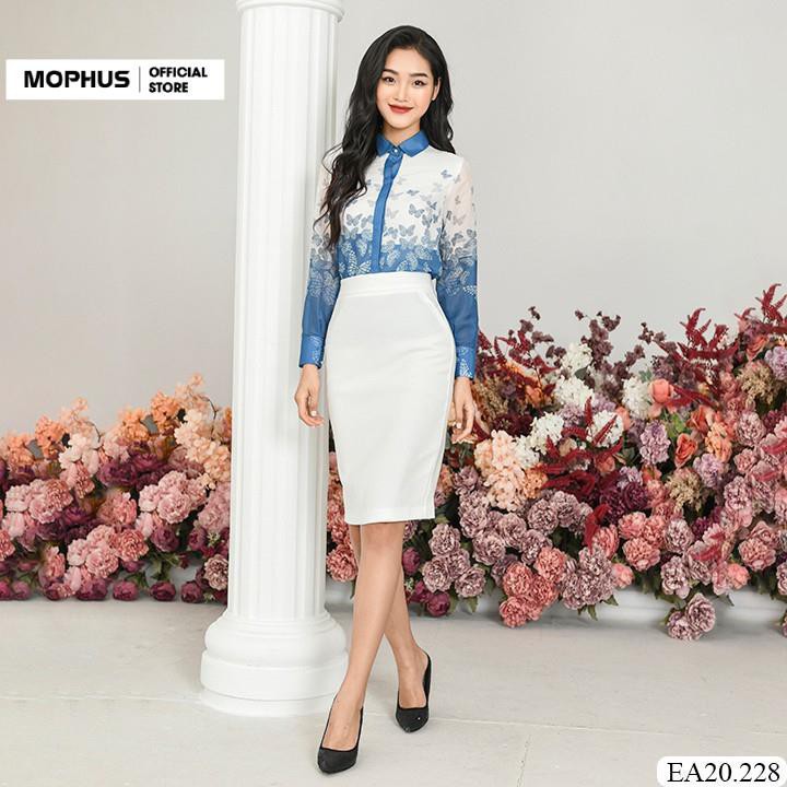 Áo sơ mi công sở Mophus EA20228 hồ điệp, áo sơ mi nữ vải co dãn thời trang công sở cao cấp | BigBuy360 - bigbuy360.vn
